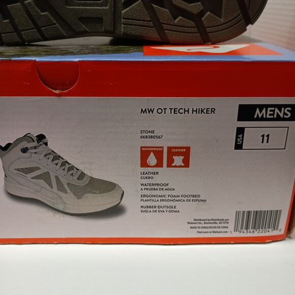 Men’s size 11 Ozark Trail Tech Hiker Waterproof Boots Stone - Picture 8 of 8